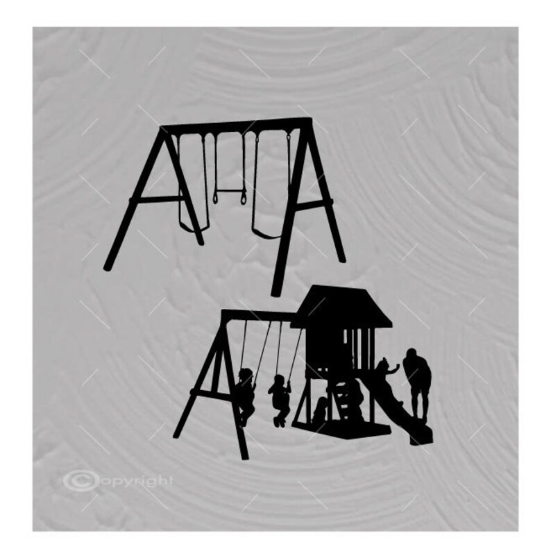Two Swing Sets Vector Images SVG Files Digital Cutting Files Etsy