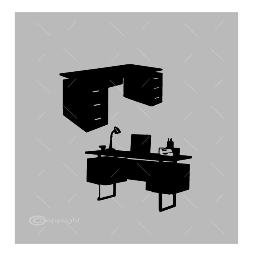 Two Office Desks Vector Images Vinyl Decal Tshirt Digital Etsy
