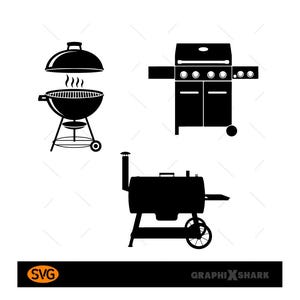 BBQ Grill SVG Bundle | Three Barbecue SVG | Cookout Cut File | Barbecue Silhouette Cricut |  Summer Grilling Vector | Digital Download