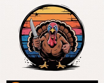 Distressed Angry Turkey PNG: Thanksgiving Clipart (Digital Download)