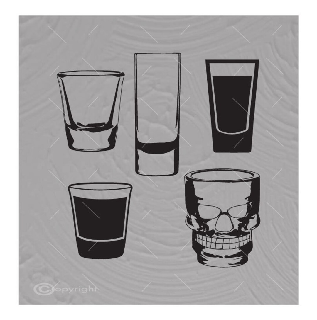 Five Shot Glasses Vector Images SVG Files Digital Cutting Files Ai Eps