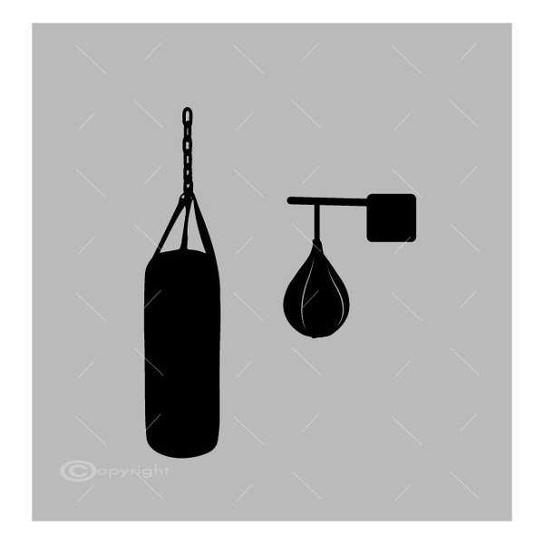 Two Punching Boxing Bags SVG - PNG - DXF Digital File Vector Art A1