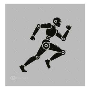Laufender Roboter SVG: Futuristische Sci-Fi Silhouette (Digitale Dateien)