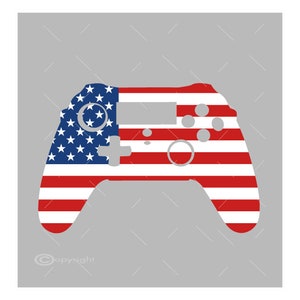 American Flag Video Game Controller Digital File  Ai - Eps - PNG - DXF - Svg - A1