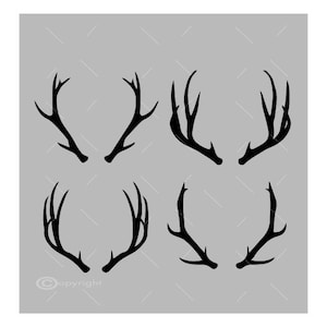 Vier Sets Von Hirschgeweihen Vektor Kunst Vinyl Aufkleber T-shirt Digitale Dateien, Svg, Ai, Eps, Dxf