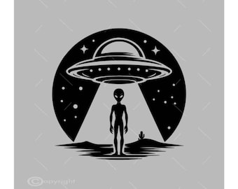 Alien Abduction SVG | UFO Cut File | Spaceship Silhouette