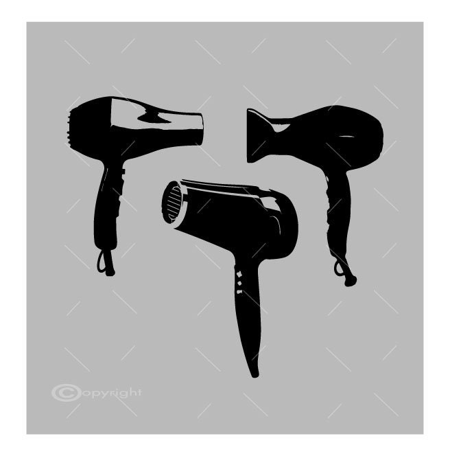 Three Blow Dryers Hair Dryers Vector Art Vinyl Decal T-shirt