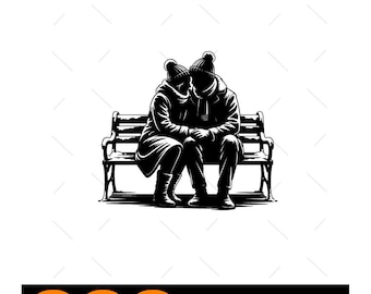 Romantische Winterszene SVG: Paar Liebe Silhouette Vektor (Digitaler Download)