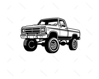 1980er Jahre Hebe-Pickup SVG: Vektor-Silhouette-Schnittdatei (Digitaler Download)