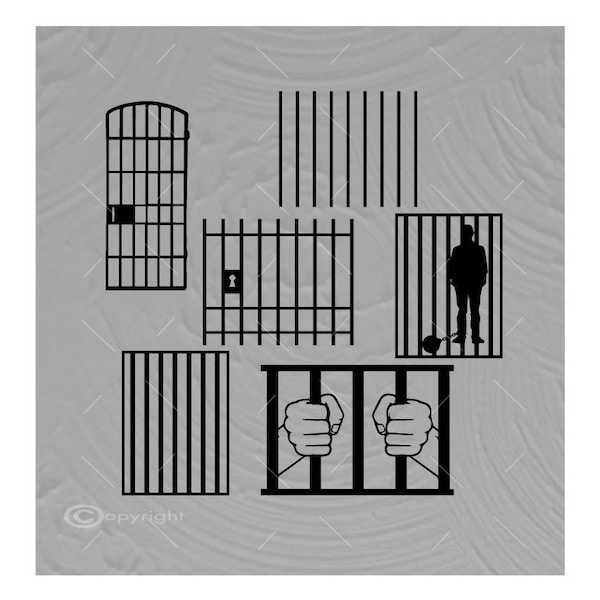 Six Jail Cell Doors Vector Images SVG Files Digital Cutting Files  Ai - Eps - PNG - DXF - Svg