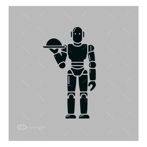 Futuristischer Roboter Kellner SVG: Sci-fi Silhouette (Digitaler Download)