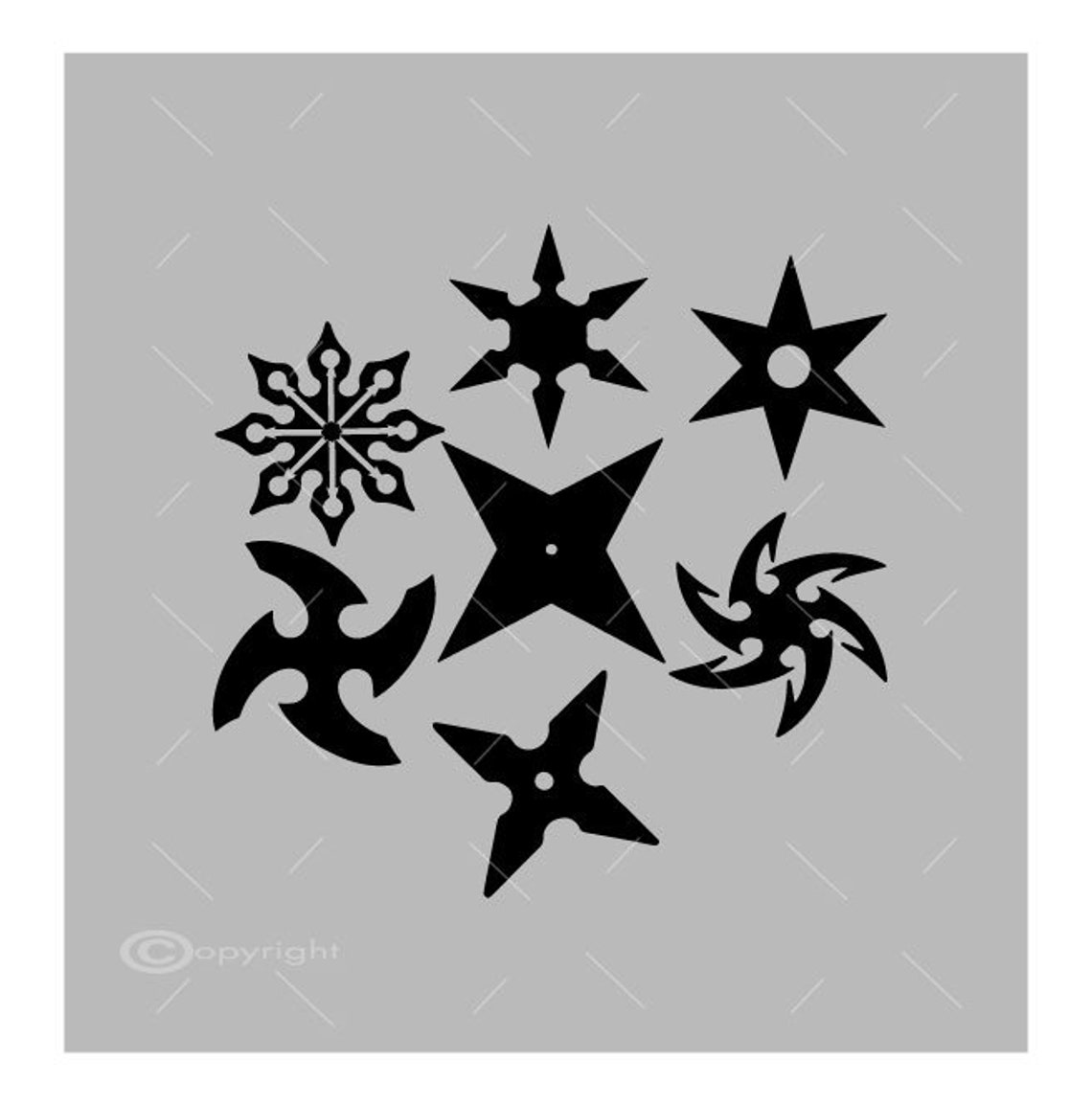 Seven Throwing Stars Vector Image Vinyl Decal Tshirt Digital Etsy