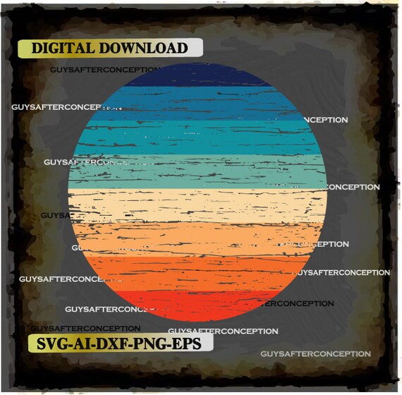 Download 70s Distressed Vintage Retro Circle Digital File Ai Eps Etsy
