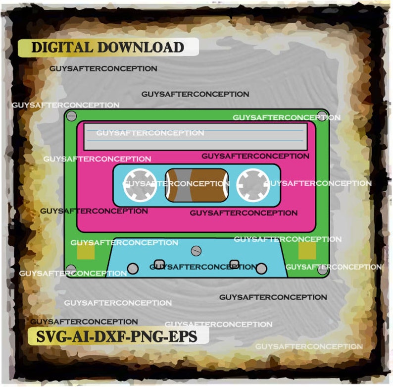 PNG Svg A1 80s Cassette Tape Digital File Ai