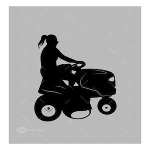 Woman On Riding Lawn Mower Vector Image SVG File Digital Cutting File  Ai - Eps - Png - DXF - Svg - A1