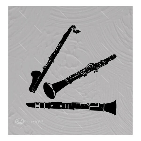 Three Clarinets Vector Clipart Vinyl Decal T-shirt Digital Cutting Files ,Svg File, Ai, Eps, PNG