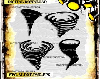 Four Tornadoes Vector Images Vinyl Decal T-shirt Digital Cutting Files ,Svg File, Ai, Eps, PNG