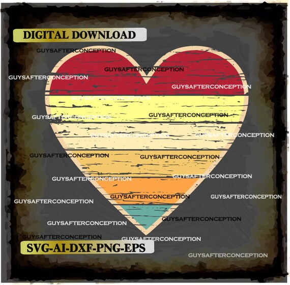 Download Distressed Vintage Retro Heart Digital File Ai Eps Png Etsy PSD Mockup Templates
