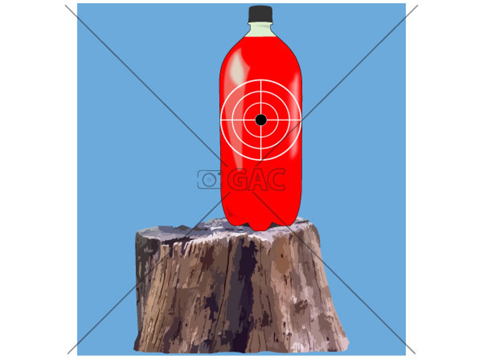 Fun Shooting Target Red Soda Bottle on Tree Stump Crosshairs Etsy Canada