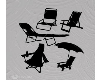 Beach Chair SVG Bundle | Summer Vacation Silhouette Cut Files | Beach Design