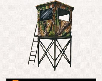 Hirsch Stand PNG: Camouflage Jagd Aquarell Clipart Grafik (Digitaler Download)