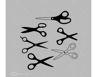 Six Scissors Vector Images SVG Files Digital Cutting Files  Ai - Eps - PNG - DXF - Svg