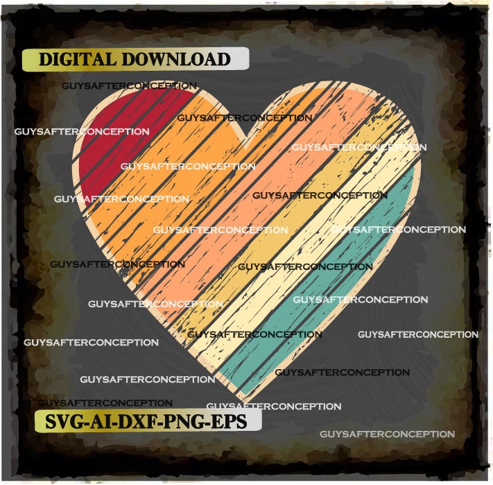 Download Distressed Vintage Retro Heart Digital File Ai Eps Png Etsy