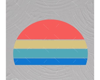 Halvcirkel SVG: Vintage Retro Solnedgång Soluppgång Clipart Design (Digital Nedladdning)