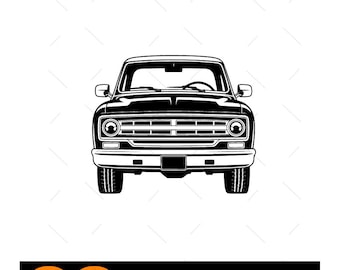 Klassische LKW-Front SVG: Vektor-Silhouette (Digitaler Download)