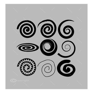 Nine Swirls Vector Images Vinyl Decal T-shirt Digital Cutting Files ,Svg File, Ai, Eps, PNG