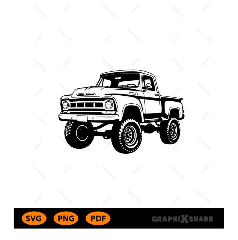 1950s Lifted Pickup Truck SVG: Vector Silhouette Cut File (digital ...
