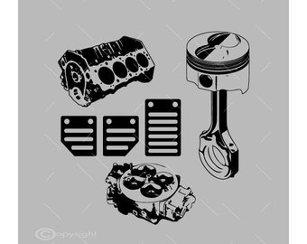 Engine SVG Bundle: Car Parts Piston Brake Pedal Cut File Vector (Digital Download)