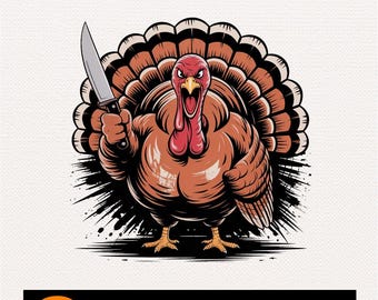 Distressed Angry Turkey PNG: Thanksgiving Design (Digital Download)