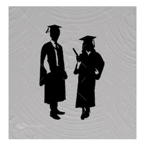 Man And Woman Graduation Vector Image SVG Files Digital Cutting Files  Ai - Eps - PNG - DXF - Svg