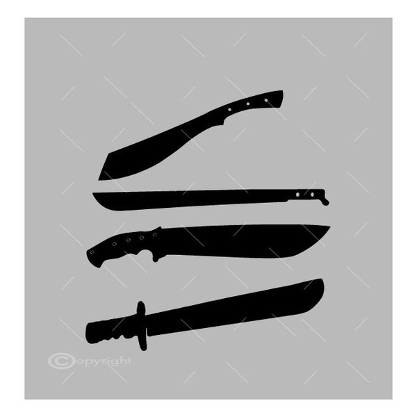 Four Machetes Vector Images Vinyl Decal T-shirt Digital Cutting Files ,Svg File, Ai, Eps, PNG