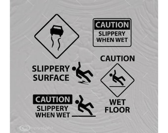 Slippery Sign SVG Bundle: Wet Surface Cut Files  (Digital Files)