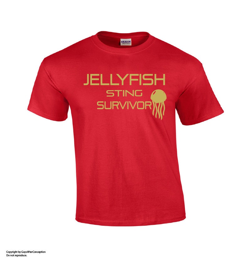 Jellyfish Sting Survivor Fishing T-shirt Jellyfish Stung T-shirt Jellyfish Shirt Mens T-shirt Fishing Shirts For Men image 1