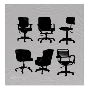 Six Office Desk Chairs Vector Images Vinyl Decal T-shirt Digital Cutting Files ,Svg Files, Ai, Eps, Dxf