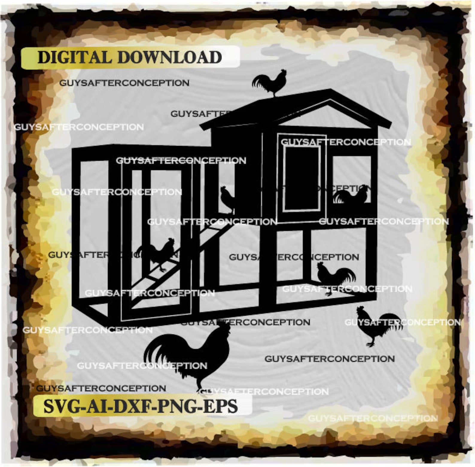 Chicken Coop Vector Image SVG File Digital Cutting File Ai Etsy