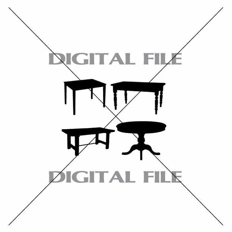 Four Dining Kitchen Tables Vector Images Vinyl Decal Tshirt Etsy