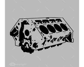 Engine Block SVG: Motor V8 Vector Cut File (Digital Download)
