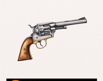 Western Revolver PNG: Pistole Clipart (Digitaler Download)