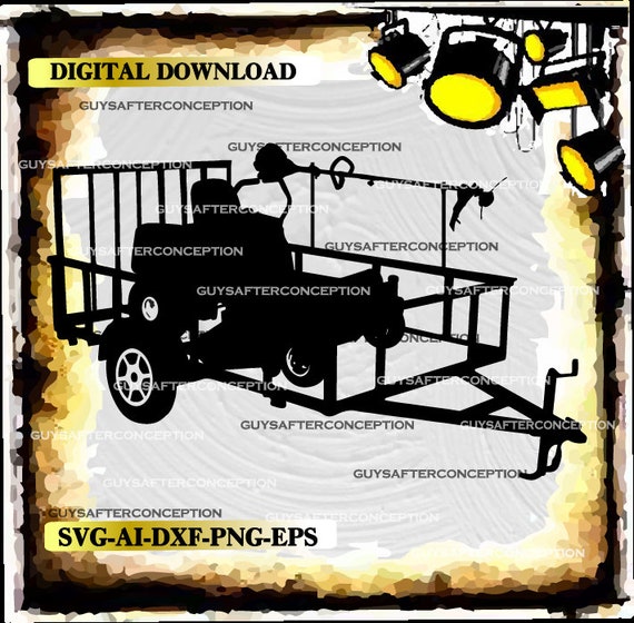 Lawn Mower Trailer Vector Images Svg Files Digital Cutting Etsy