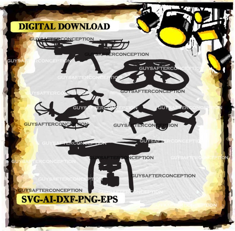 Download Dxf Png Five Drone Vector Images Svg Files Digital Cutting Files Ai Eps Svg Drawing Illustration Digital Safarni Org