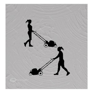 Two Women Push Mowing Grass Vector Image SVG File Digital Cutting File  Ai - Eps - Png - DXF - Svg - A1