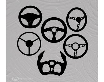 Six Steering Wheels Vector Images SVG Files Digital Cutting Files  Ai - Eps - PNG - DXF - Svg