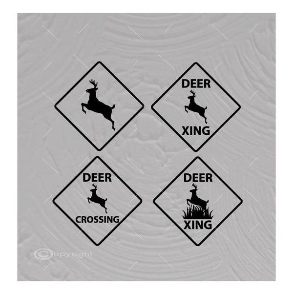 Four Deer Crossing Signs Vector Images Vinyl Decal T-shirt Digital Cutting Files ,Svg File, Ai, Eps, PNG