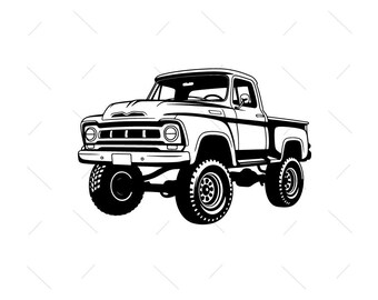 1950er Jahre Hebe-Pickup SVG: Vektor-Silhouette-Schnittdatei (Digitaler Download)