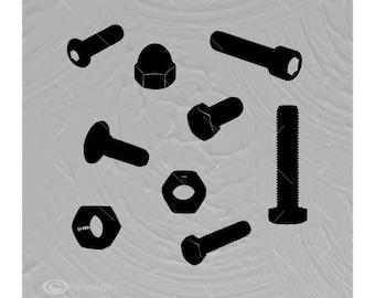 Nakrętka śruba SVG | Plik do wycinania elementów złącznych | Sylwetka mechanika