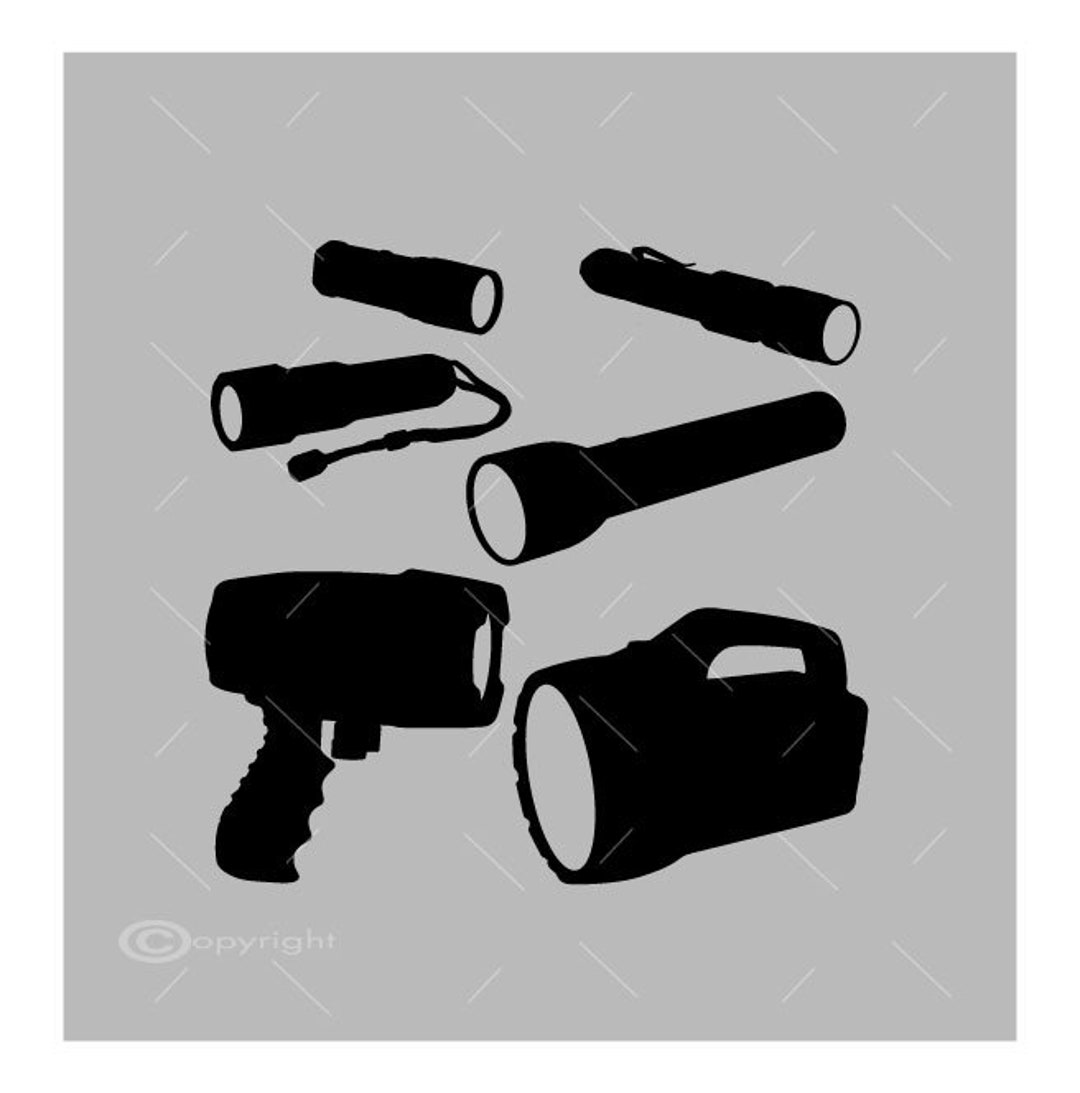 Six Flashlights Vector Images Vinyl Decal Tshirt Digital Cutting Files